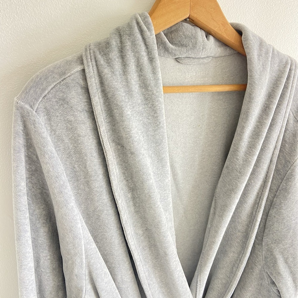 J Jill Sleep Ultrasoft Shawl-Collar Robe w/ Belt Size M Gray Cotton Modal Soft - Picture 2 of 8